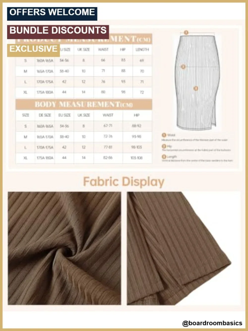 High Waist Stretch Knit Midi Pencil Skirt with Side Slit Office Casual